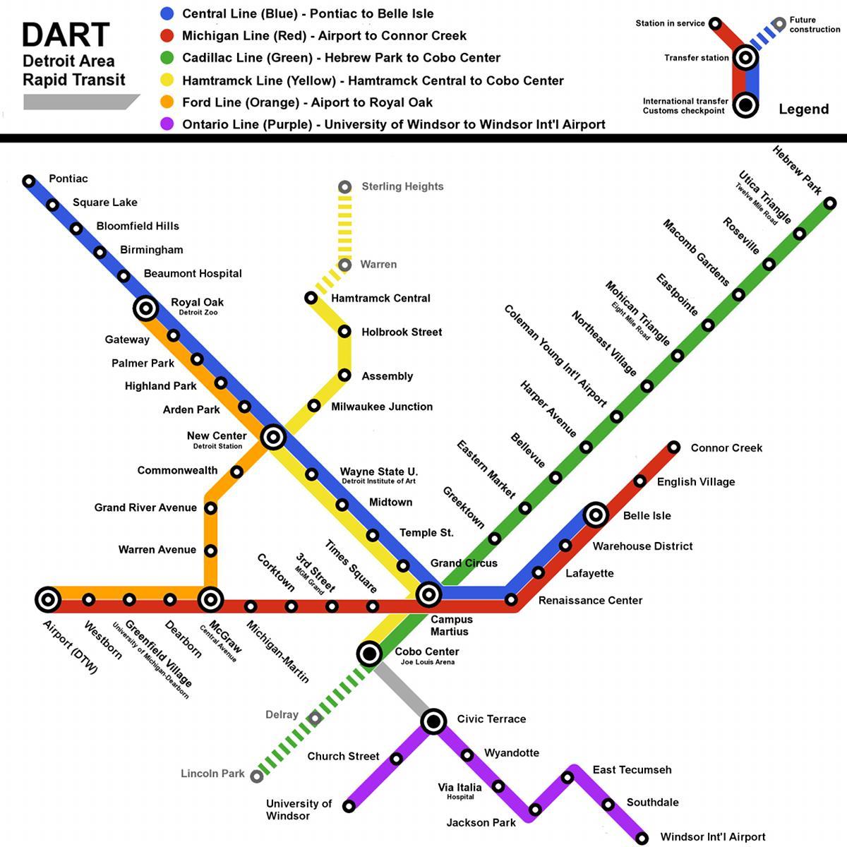 Detroit Zug Karte