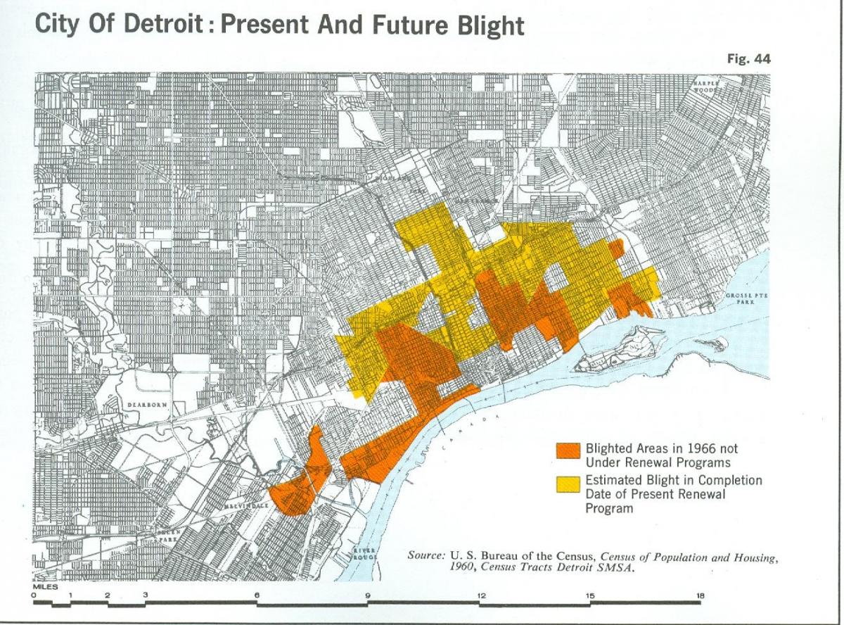 Karte von Detroit blight