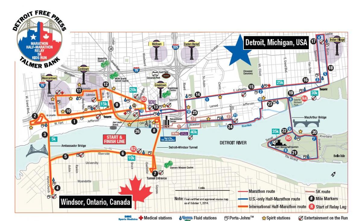 Karte von Detroit marathon