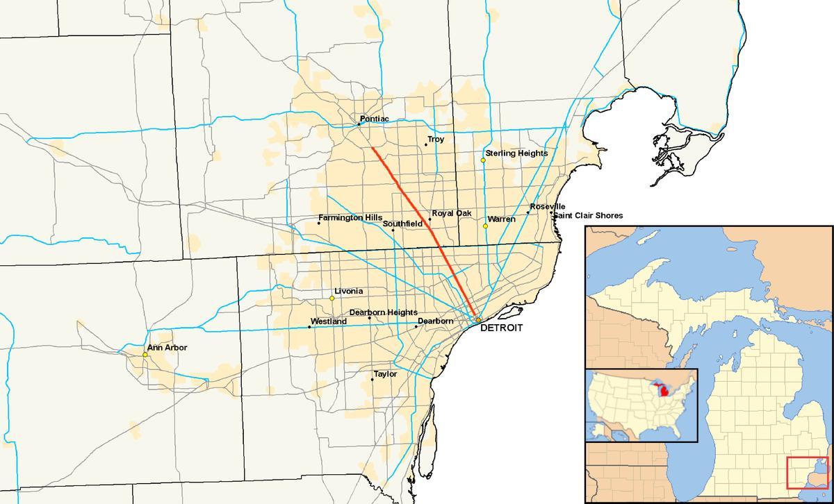 Detroit Gemeinden Karte