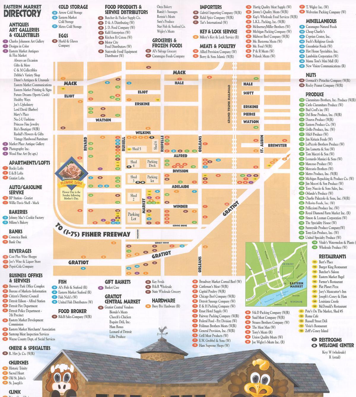 Karte von eastern market in Detroit
